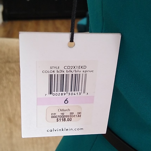 Calvin Klein Dress SZ 6 Green/Bkack - Picture 3 of 7